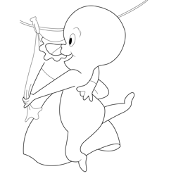 Casper Dancing Free Coloring Page for Kids