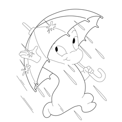 Casper Enjoying Rain Free Coloring Page for Kids