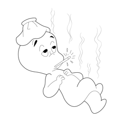 Casper Feel Sick Free Coloring Page for Kids