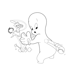 Casper Playing Game Free Coloring Page for Kids