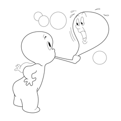 Casper Playing With Bubbles Free Coloring Page for Kids