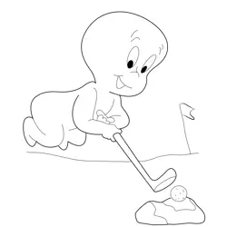 Casper Playing Free Coloring Page for Kids