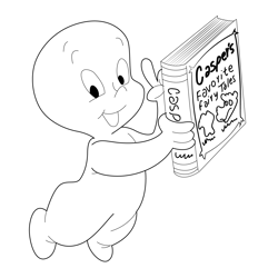 Casper Reading Fairy Tales Free Coloring Page for Kids