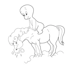 Casper Sitting On Nightmare Free Coloring Page for Kids