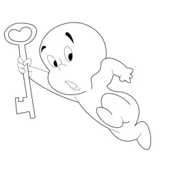 Casper With Key Free Coloring Page for Kids