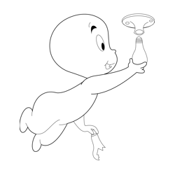 Casper With Light Bulb Free Coloring Page for Kids