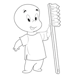 Casper With Toothbrush Free Coloring Page for Kids