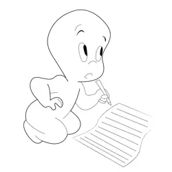 Casper Writting Free Coloring Page for Kids