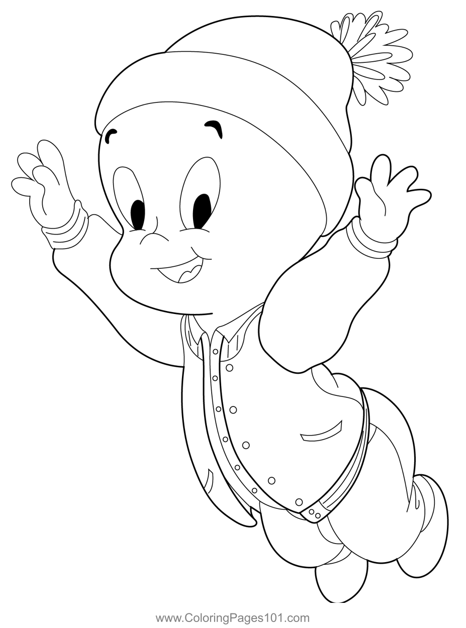 Happy Casper Coloring Page for Kids - Free Casper Printable Coloring