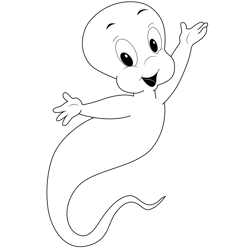 Happy Ghost Casper Free Coloring Page for Kids