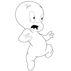 Scared Casper Free Coloring Page for Kids