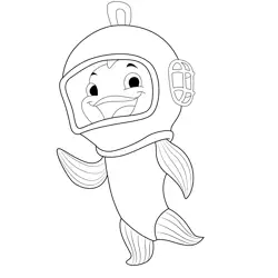A Goldfish Wears A Scuba Helmet Free Coloring Page for Kids