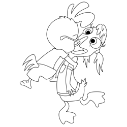 Chicken Little And Duckling Free Coloring Page for Kids