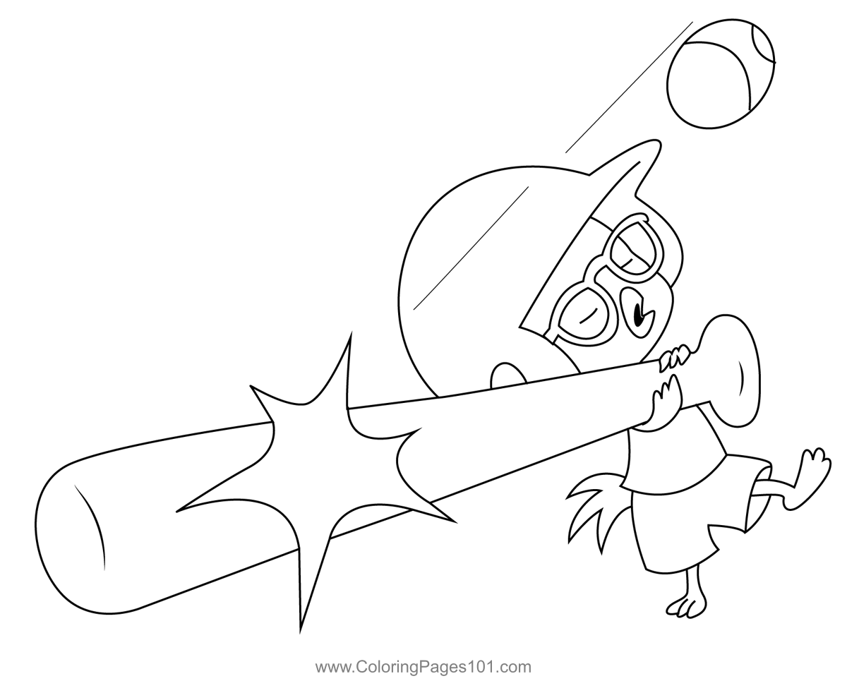 Chicken Little Playing Baseball Coloring Page for Kids - Free Chicken