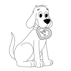 Clifford With Heart Free Coloring Page for Kids