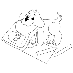 Clifford With School Bag Free Coloring Page for Kids