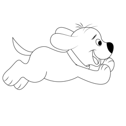 Jumping Puppy Clifford Free Coloring Page for Kids