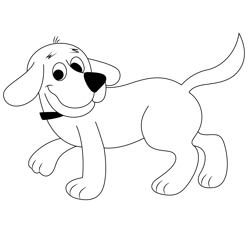 Puppy Clifford Walking Free Coloring Page for Kids