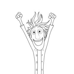 Flint Excited Cloudy with a Chance of Meatballs Free Coloring Page for Kids