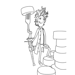 Flint Silly Cloudy with a Chance of Meatballs Free Coloring Page for Kids