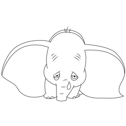 Crying Dumbo Free Coloring Page for Kids