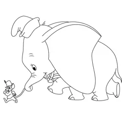 Walking Dumbo And Timothy Free Coloring Page for Kids