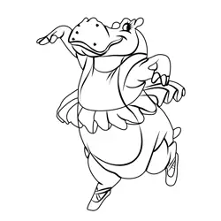 Hyacinth Hippo From Fantasia Free Coloring Page for Kids