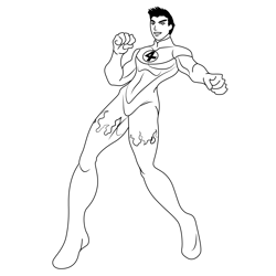 The Human Torch Free Coloring Page for Kids