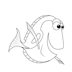 Smiling Dory Free Coloring Page for Kids