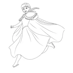 Anna Ice Skating Free Coloring Page for Kids