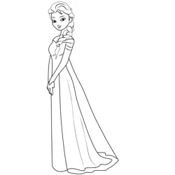 Beautiful Elsa Free Coloring Page for Kids