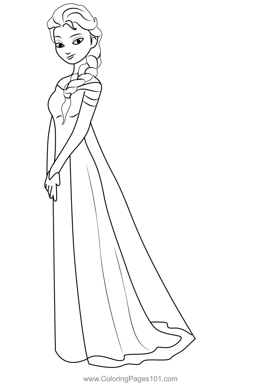 Beautiful Elsa Coloring Page for Kids - Free Frozen Printable Coloring