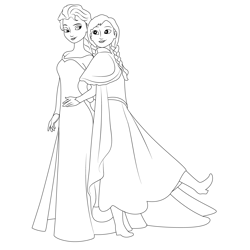 Elsa And Anna Free Coloring Page for Kids