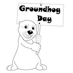 Groundhog Day Banner Free Coloring Page for Kids