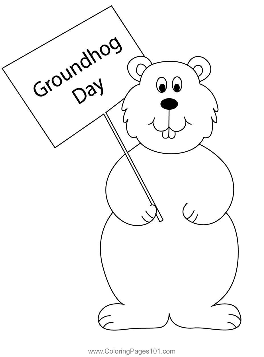 Groundhog Day Coloring Page for Kids - Free Groundhog Day Printable