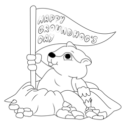 Happy Groundhog Day Free Coloring Page for Kids