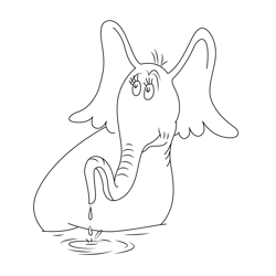 In Water Elephant Free Coloring Page for Kids