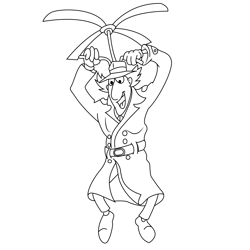 Inspector Gadget Flying Free Coloring Page for Kids