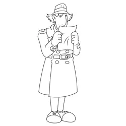 Reading Inspector Gadget Free Coloring Page for Kids