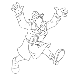 Run Inspector Gadget Free Coloring Page for Kids