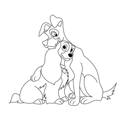 Lady And The Tramp Free Coloring Page for Kids