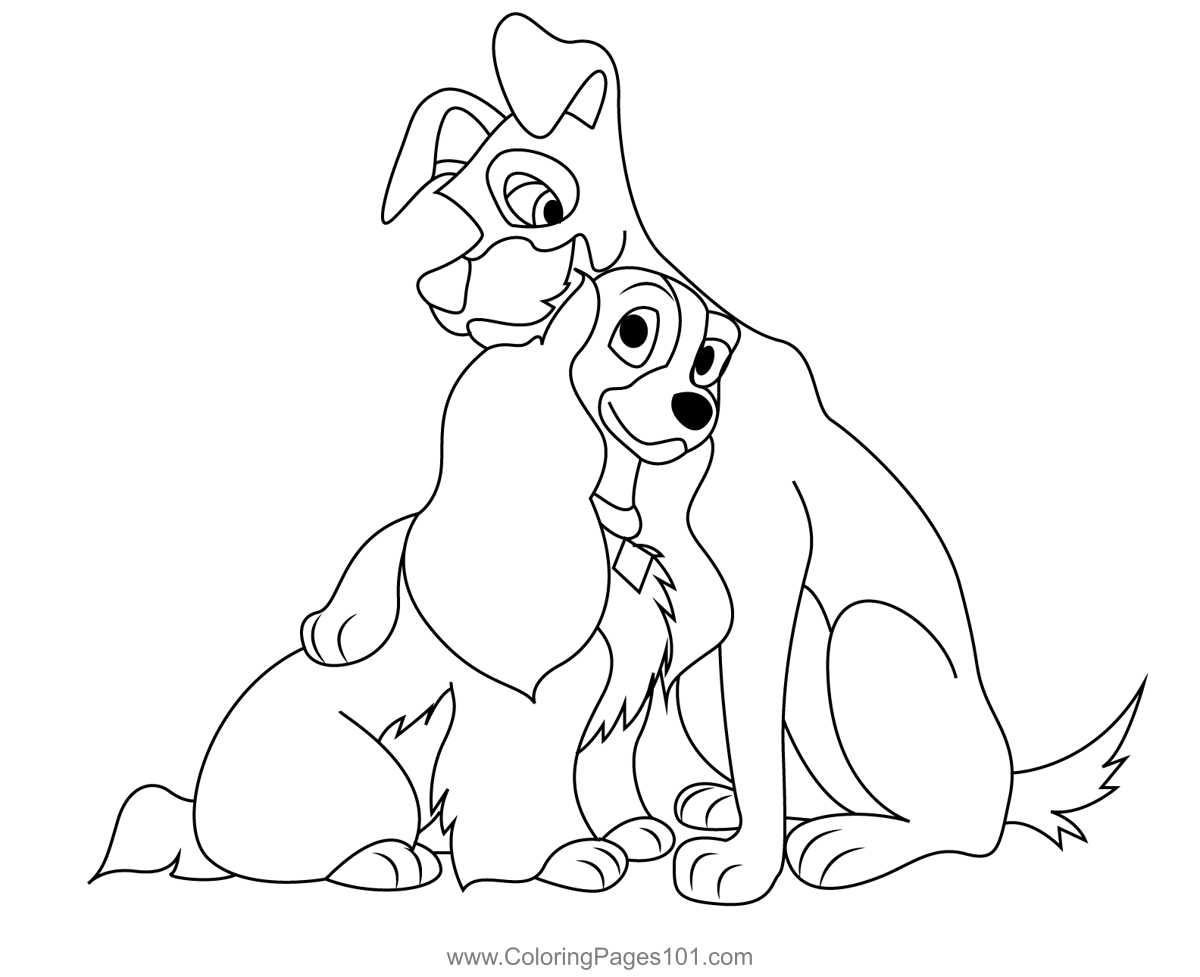 Lady And The Tramp Coloring Page for Kids Free Lady and the Tramp