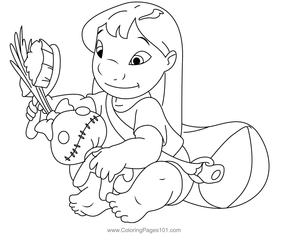 Stitch Holding Scrump Coloring Page