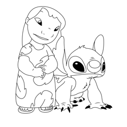 Lilo And Stitch Free Coloring Page for Kids