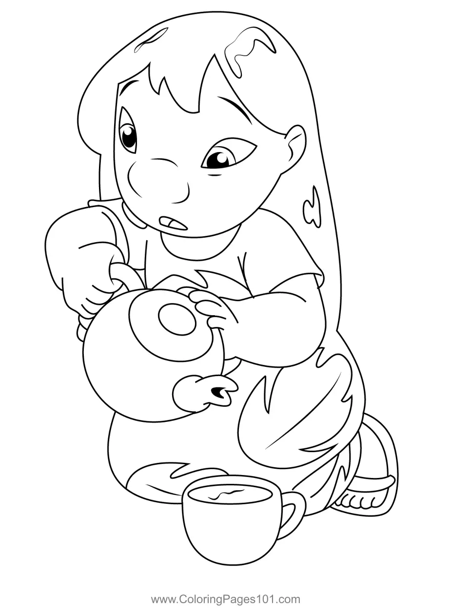 Lilo Hungry Coloring Page for Kids - Free Lilo & Stitch Printable ...