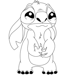 Sad Stitch Free Coloring Page for Kids