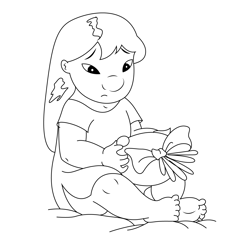 Sitting Lilo Free Coloring Page for Kids