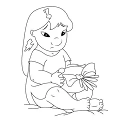Sitting Lilo Free Coloring Page for Kids