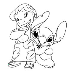 Stand Lilo And Stitch Free Coloring Page for Kids
