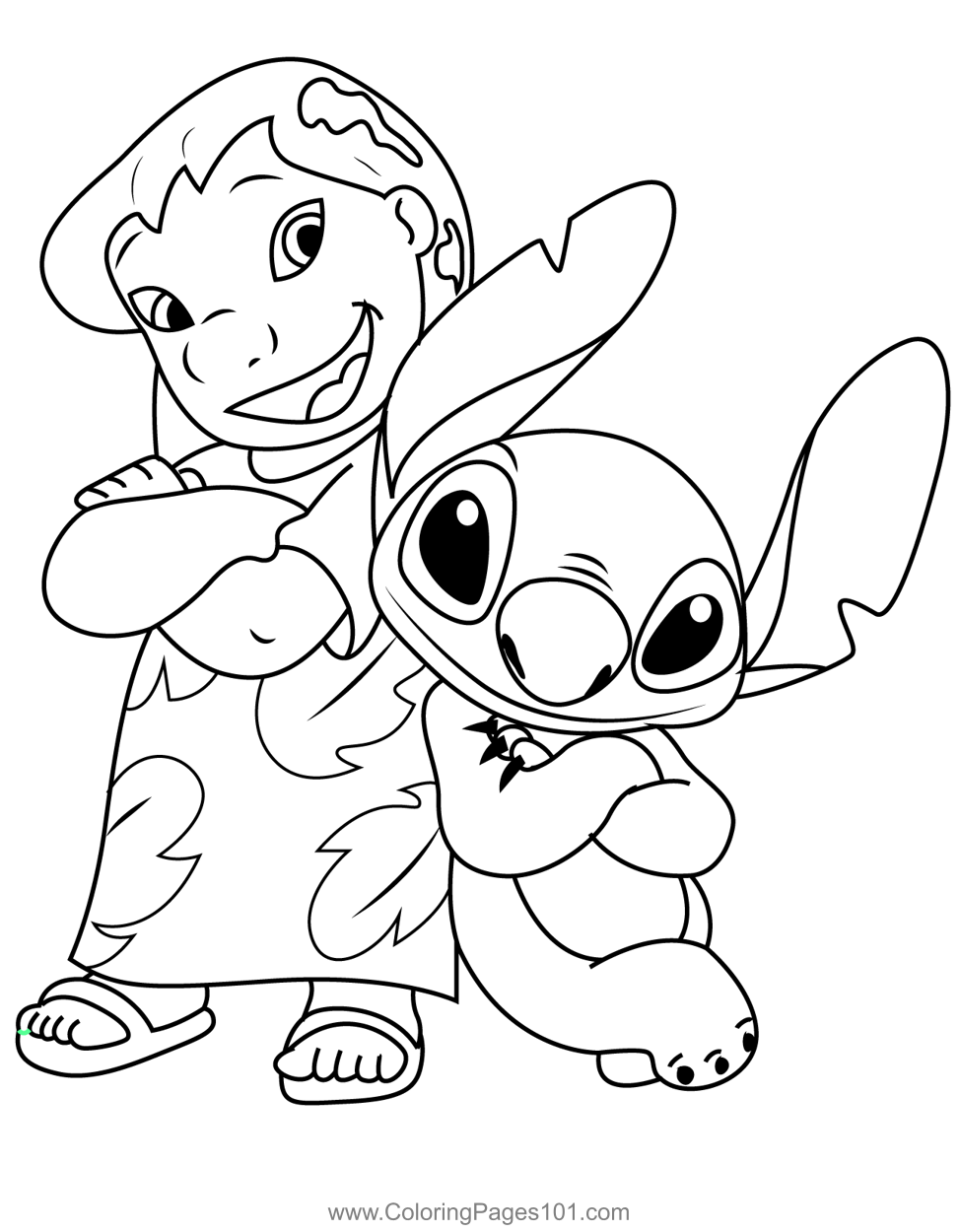 Stand Lilo And Stitch Coloring Page for Kids - Free Lilo & Stitch Printable Coloring  Pages Online for Kids  | Coloring Pages for Kids